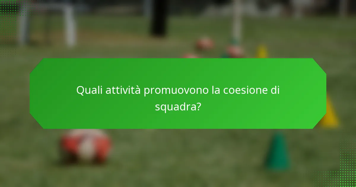 Quali attività promuovono la coesione di squadra?