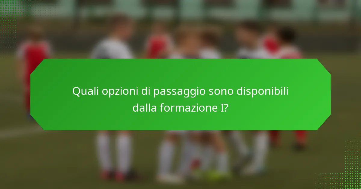 Quali opzioni di passaggio sono disponibili dalla formazione I?