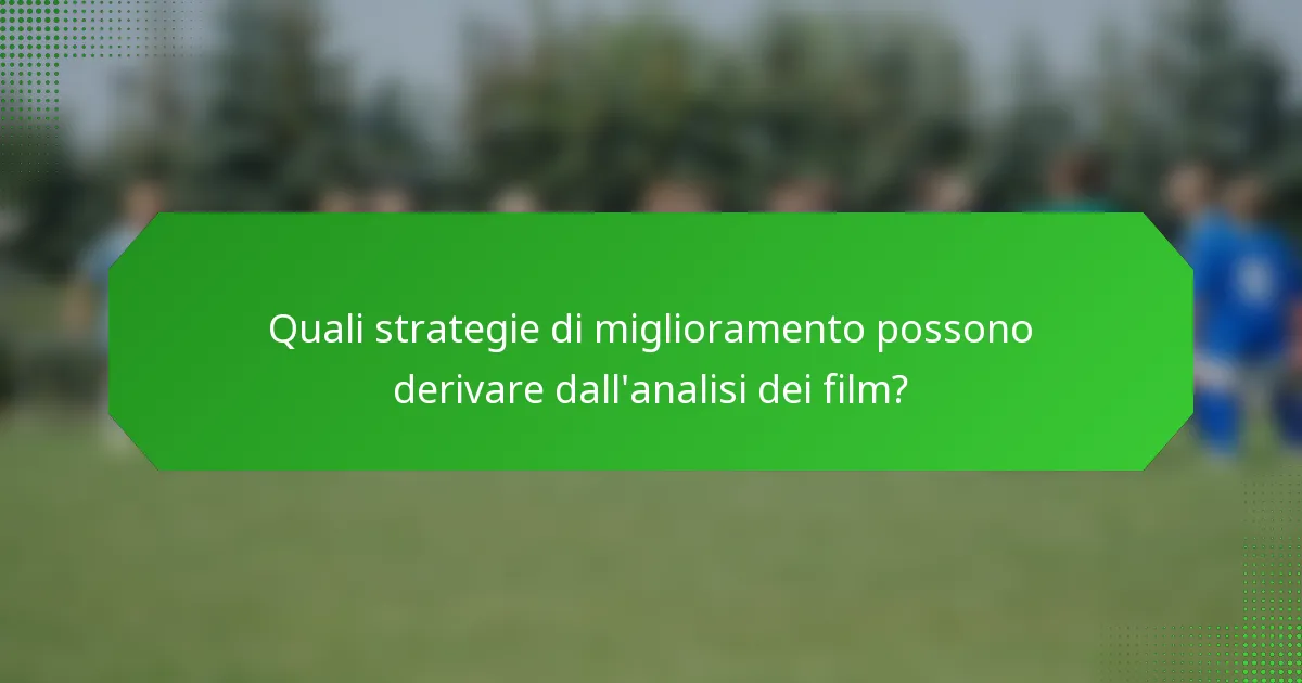 Quali strategie di miglioramento possono derivare dall'analisi dei film?